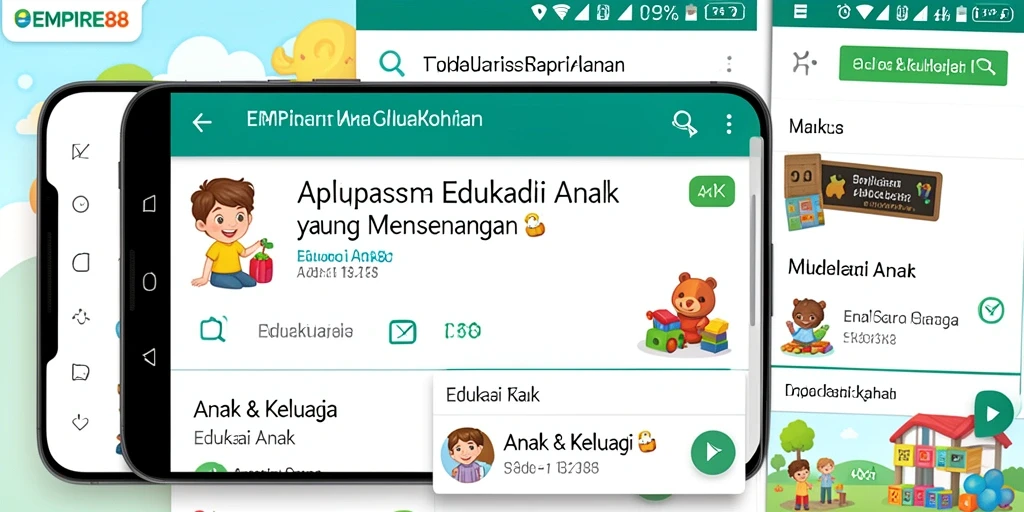 Antarmuka interaktif aplikasi EMPIRE88 untuk edukasi anak.