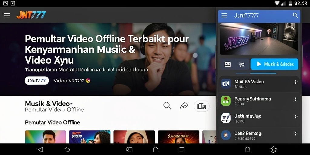 Antarmuka pemutar video offline JNT777 yang menarik dan mudah digunakan.