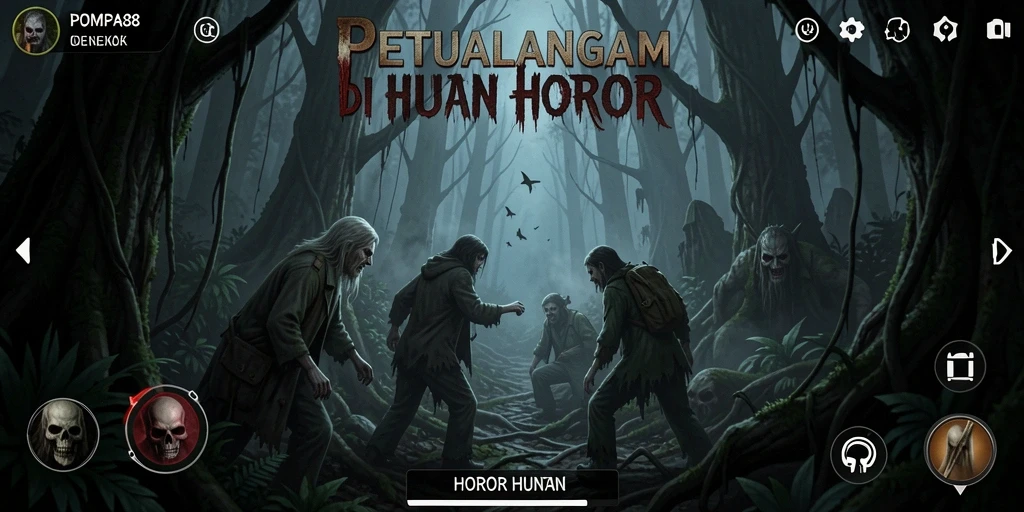 Antarmuka menyeramkan dari game horor hutan POMPA88.