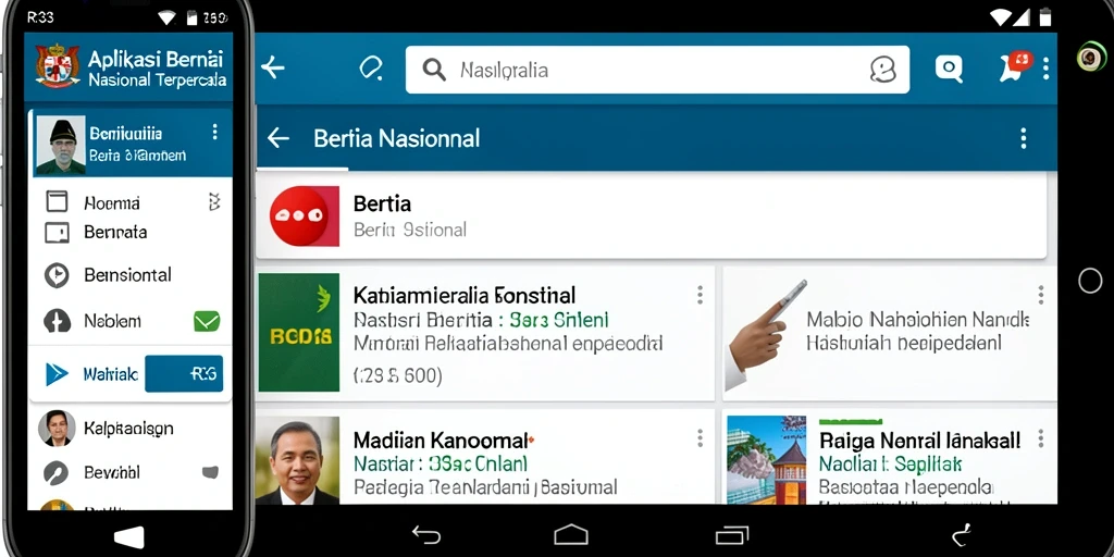 Tampilan antarmuka pengguna aplikasi Berita Nasional RR33.
