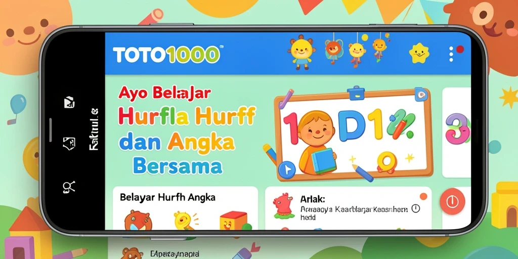Tampilan interaktif TOTO1000 untuk belajar huruf dan angka.