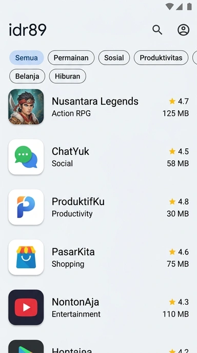 Daftar Aplikasi Populer & Kanal Uji di idr89